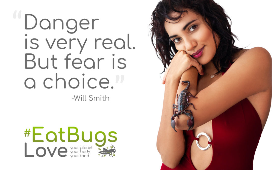 Entovegan Love #EatBugs - overcome fear - Raquel Cortman scorpion