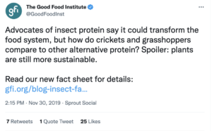 GFI.org anti-insect protein post deleted 404 tweet
